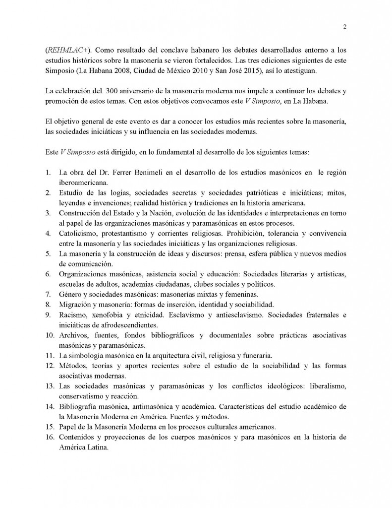 La Habana 2017 - convocatoria V Simposio Historia Masonería_Página_2